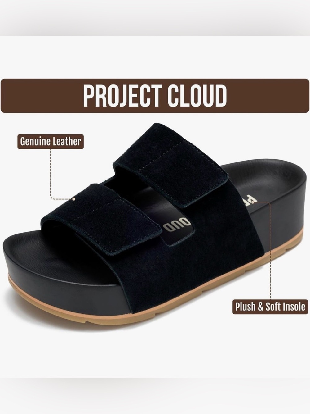 NWT Project Cloud 100% Genuine Leather Platform Sandals - Picture 2 of 9